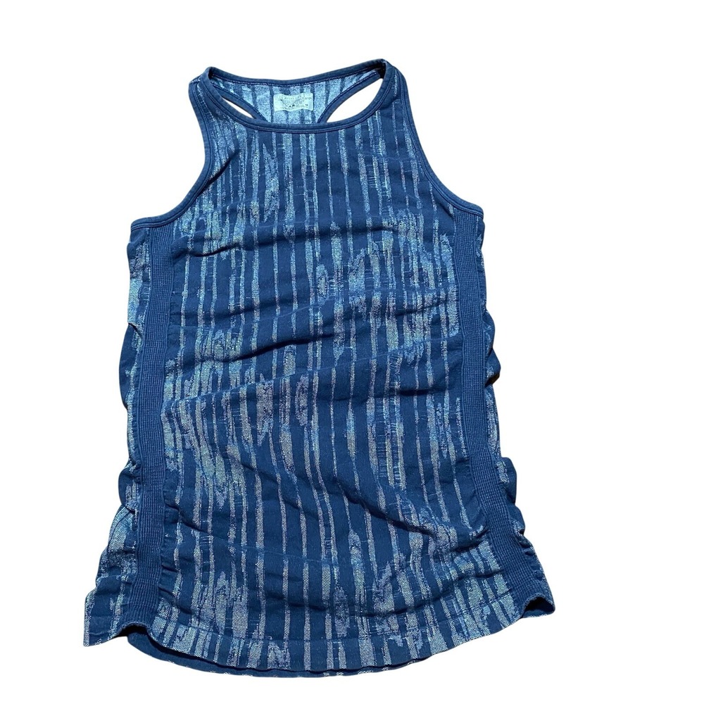 Athleta Women's Navy Blue Sleeveless Tank Top Scrunch Sides Space Dye Medium